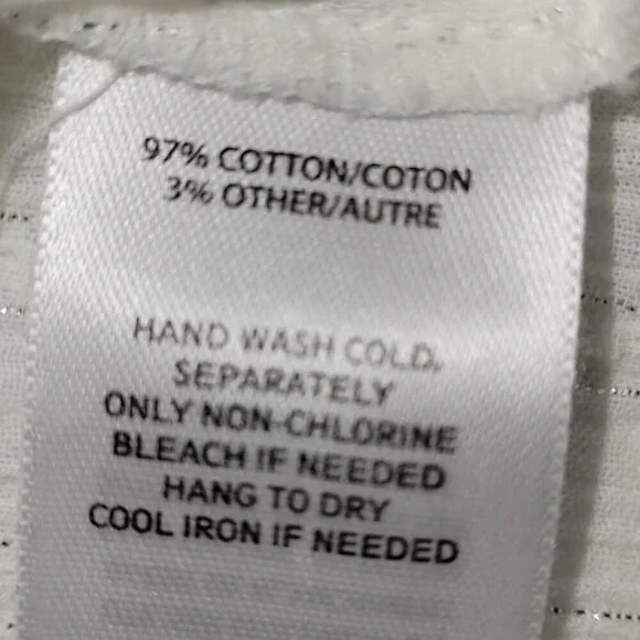 Treasure & Bond Button Up Blouse Ivory W/Silver Thread Collared Women's Size XS - Picture 14 of 15